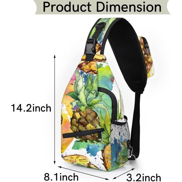 Women Pineapple Mini Crossbody Shoulder Chest Small Backpack for Travel Hiking main image 5
